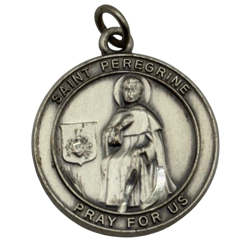 Vintage Malco Sterling Silver Saint St Peregrine Medal Pendant